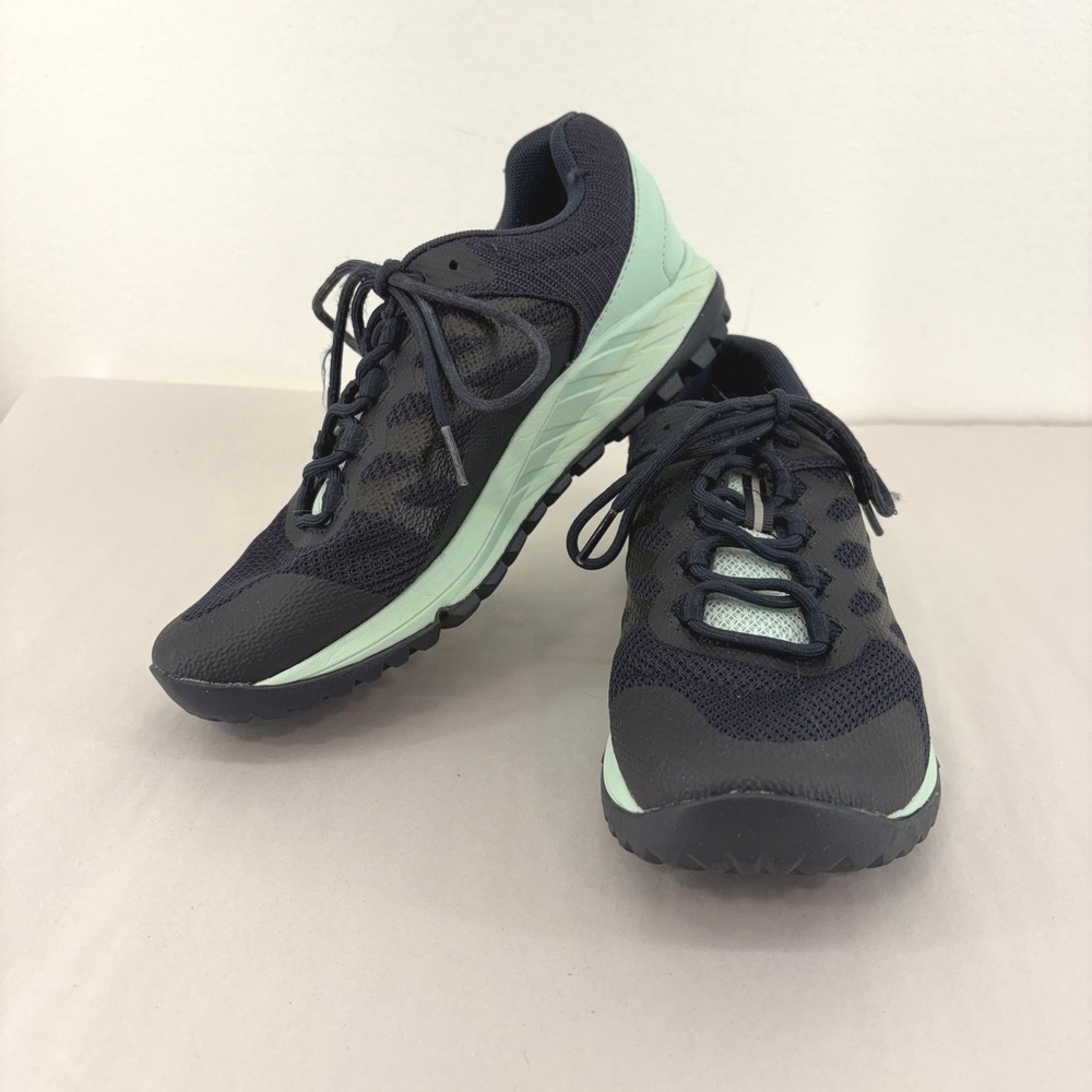 Merrell Antora 2 Womens 7.5 Trail Running Shoes Black Mint Green Comfort Support